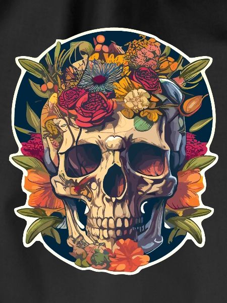 Human Skull & Flowers 22