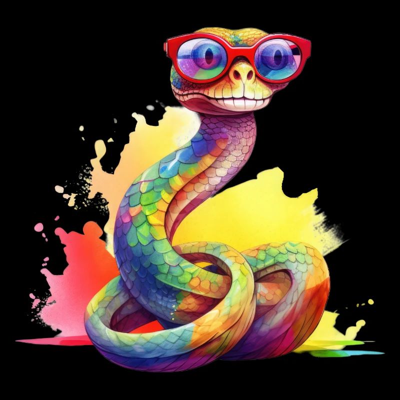 Bunte coole Schlange mit Brille