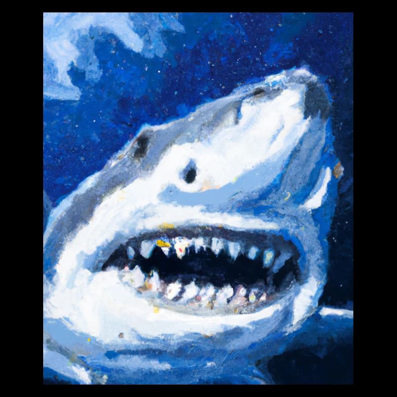 Great White Shark Vincent Van Gogh Style