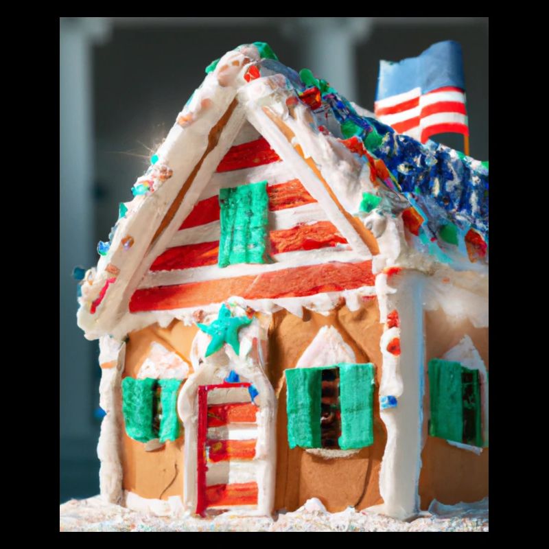 American Christmas Gingerbread House with US