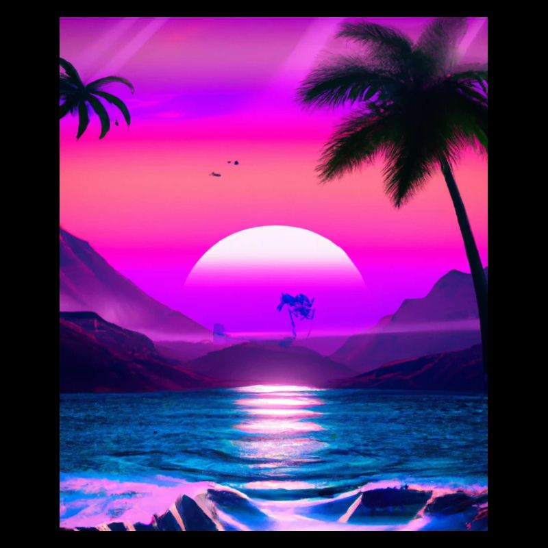 Synthwave Sun Hawaii Vaporwave Aesthetic