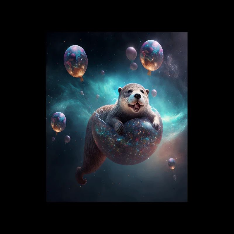 Drôle Space Otters Space Otter avec Planet