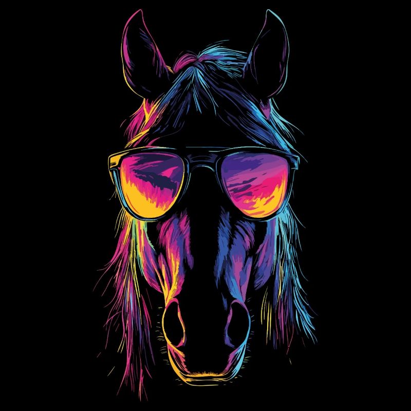 Super cooles Regenbogen Pferd mit Sonnenbrille