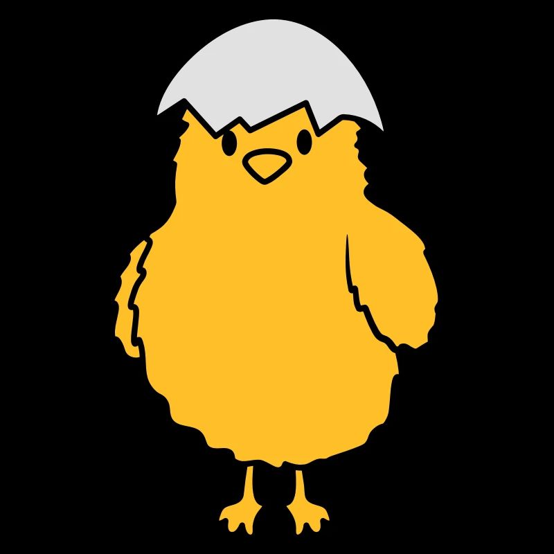 Küken mit Eierschale auf dem Kopf