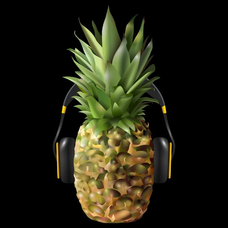 Pineapple with headphones