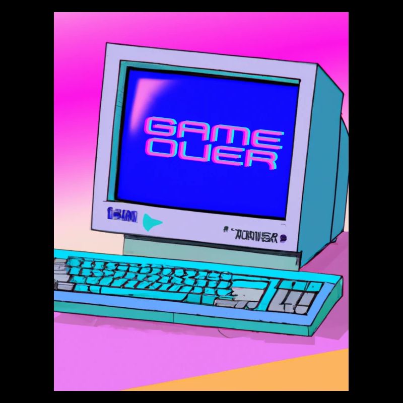 90s Game Over Computer Vaporwave - KI Kunst
