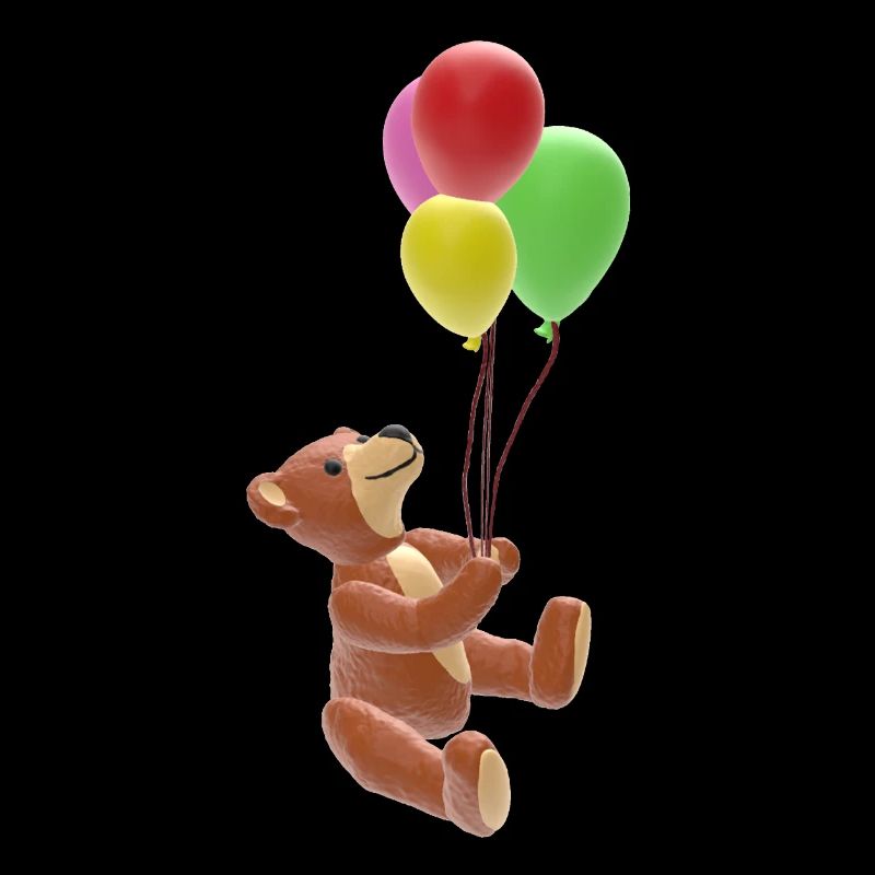 Teddy mit bunten Ballons - 3D