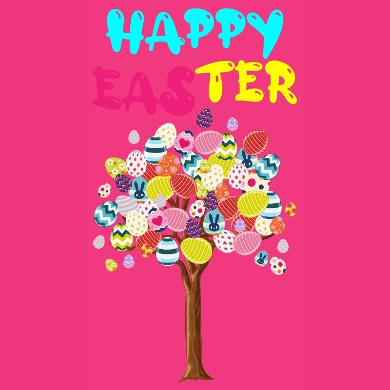 Happy Easter Egg Tree With Easter Rabbit Egg