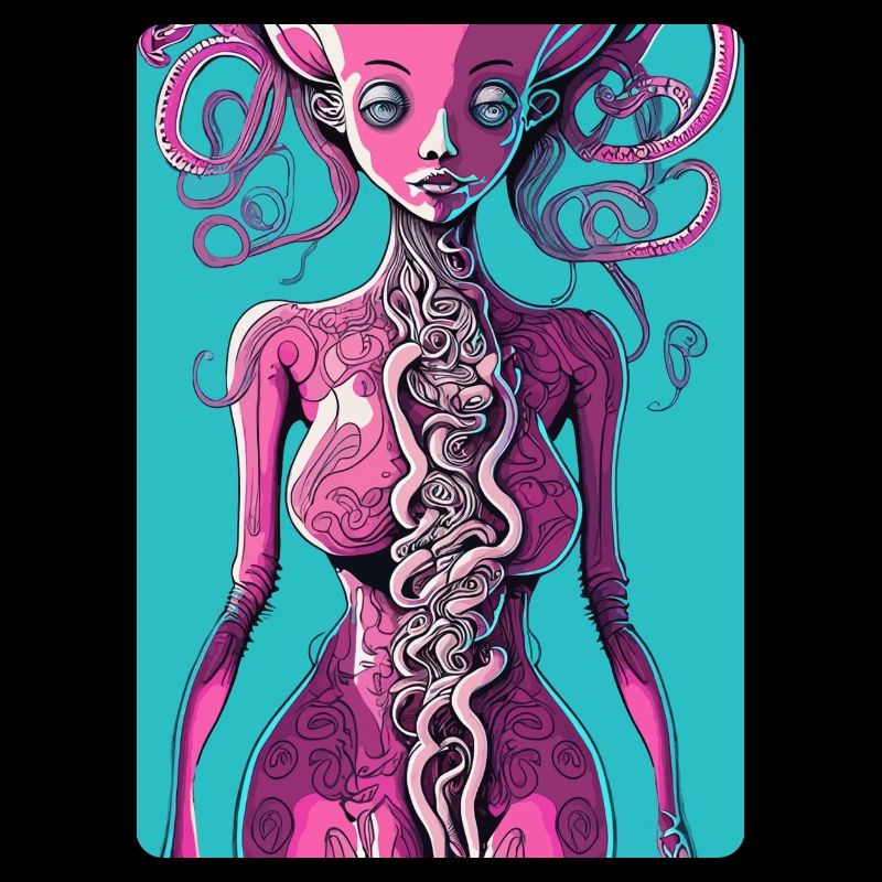 Mystical Pink Half-Woman, Half-Octopus