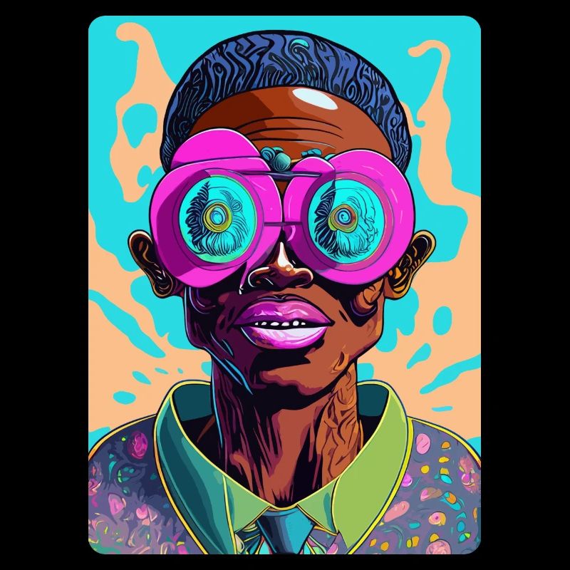 Auffälliger Afro-Mann mit Brille