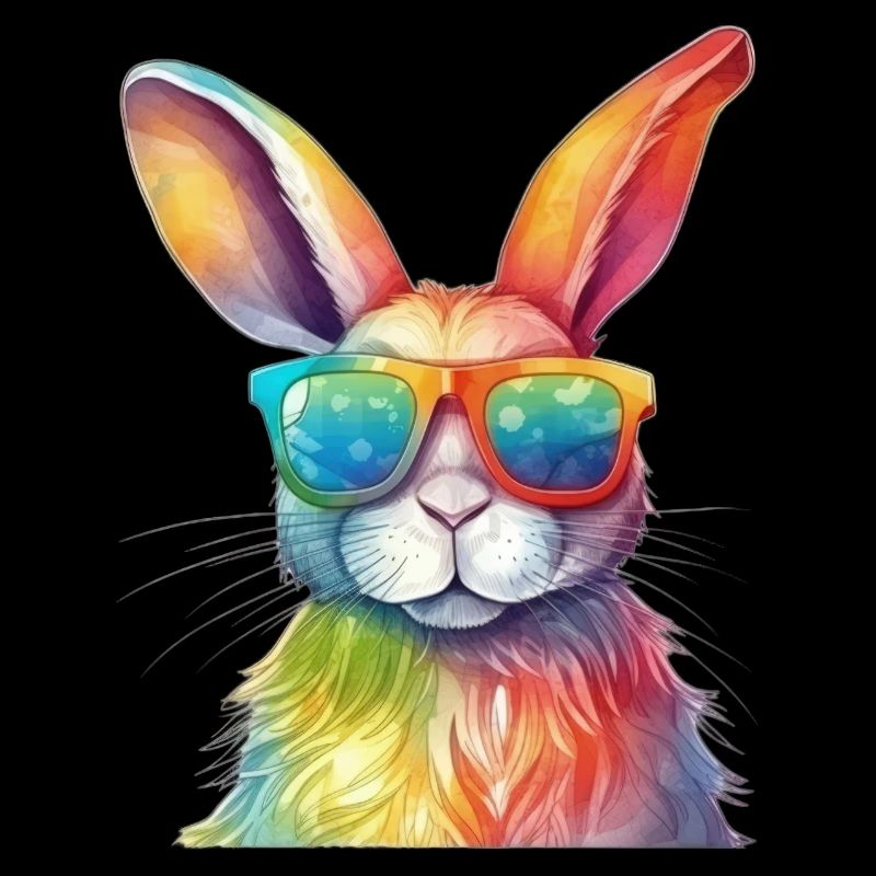 Cool colorful rabbit with sunglasses rabbit
