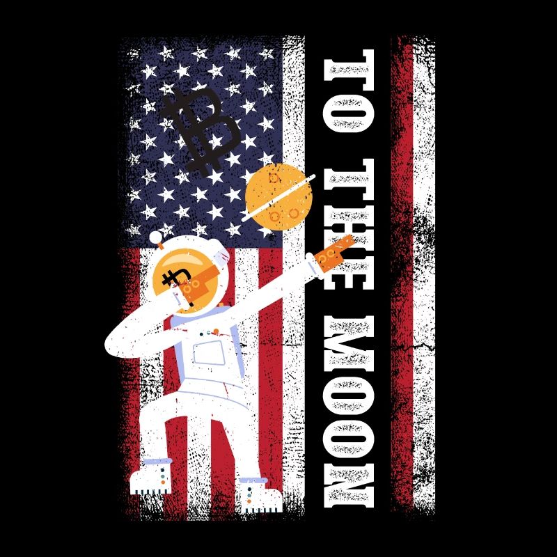Bitcoin à la Lune Drapeau américain Btc Crypt