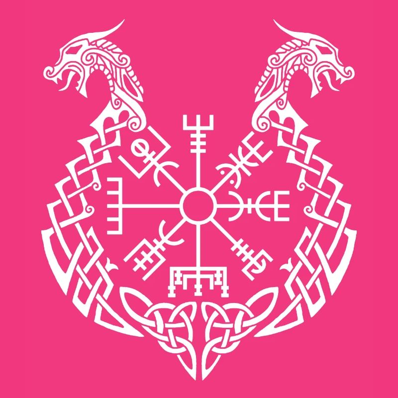 Weißer Drache und Wikingerkompass