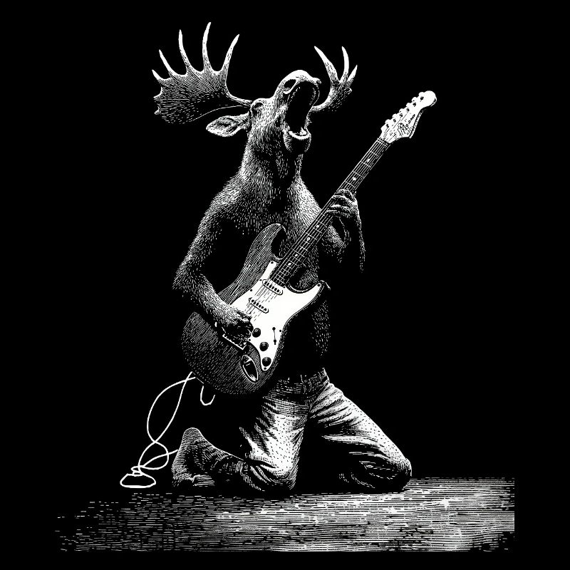 Rockender Elch mit E-Gitarre Geschenk Musikfans