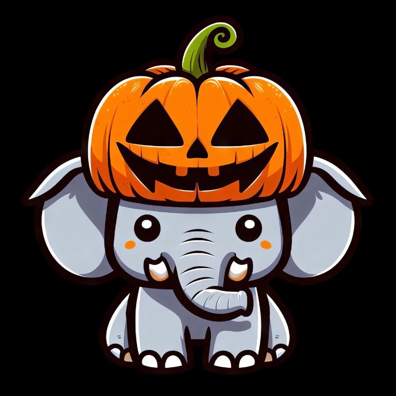 Funny Halloween Pumpkin Elephant October Autumn