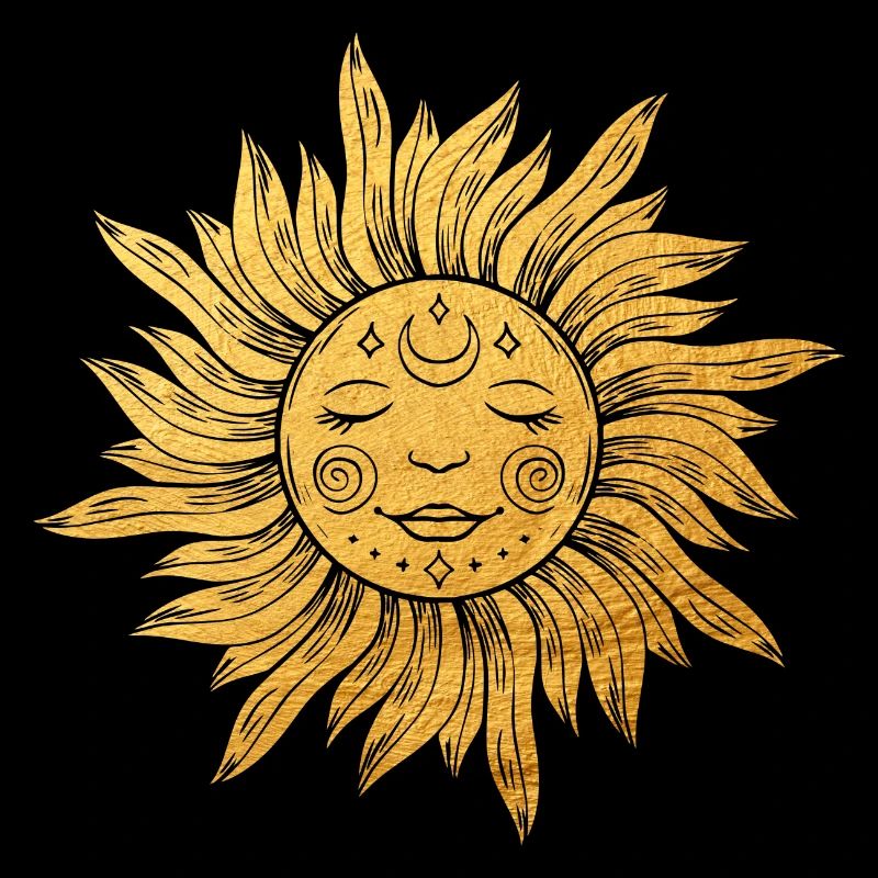 Sun face with rays, esoteric, mystical