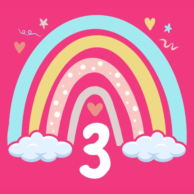 3. Geburtstag Mädchen Regenbogen Boho