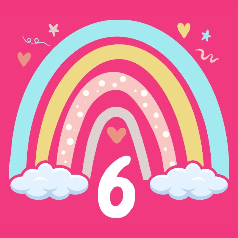 6. Geburtstag Mädchen Regenbogen Boho