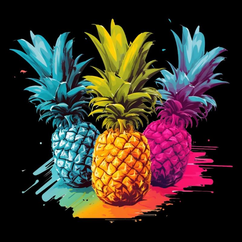 Bunte Ananas Farbkleckse Farbspritzer