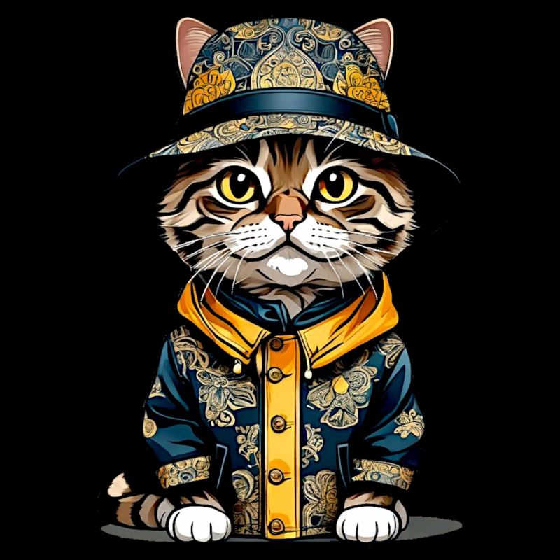 Katze mit Anglerhut