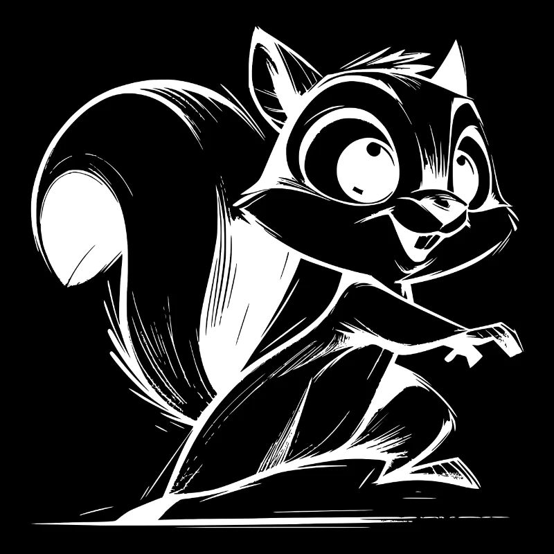 Petit écureuil mignon dessin au crayon