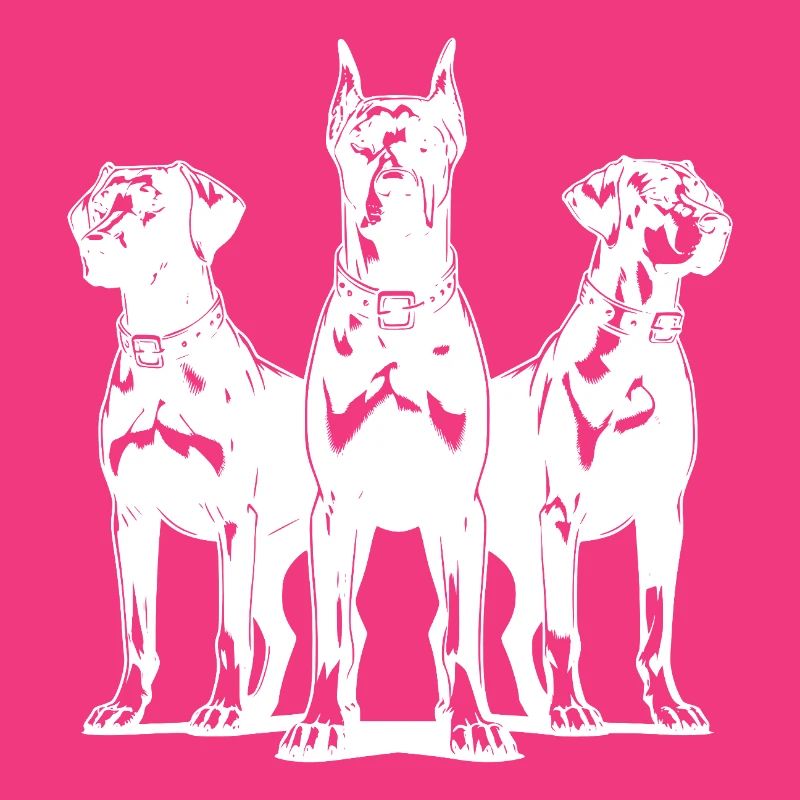 Trois élégants chiens de garde vigilants en poste