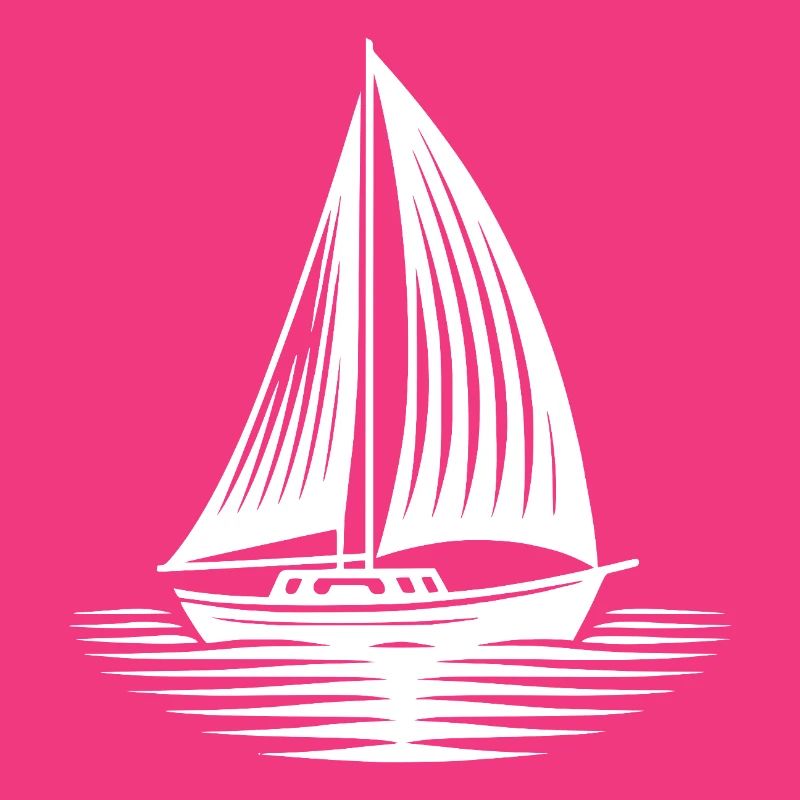 Dashing sailboat on course in calm waves
