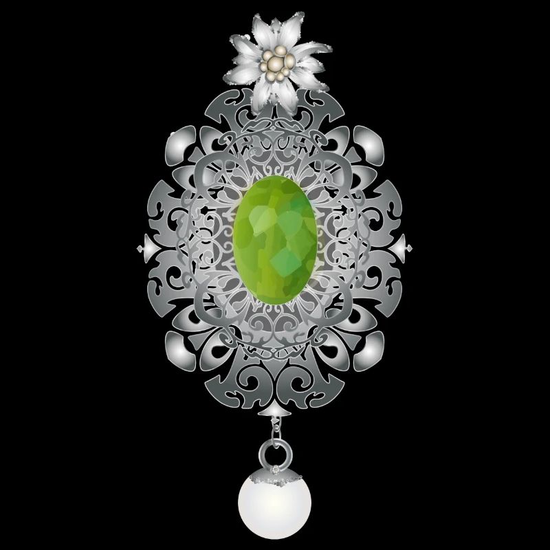 zeitlose Trachten Smaragd Brosche mit Perle