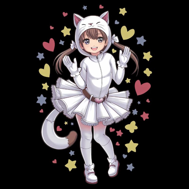 Fille d’anime dans un costume de chat