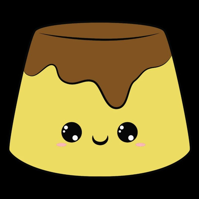 cute smiling pudding dessert, pudding doux