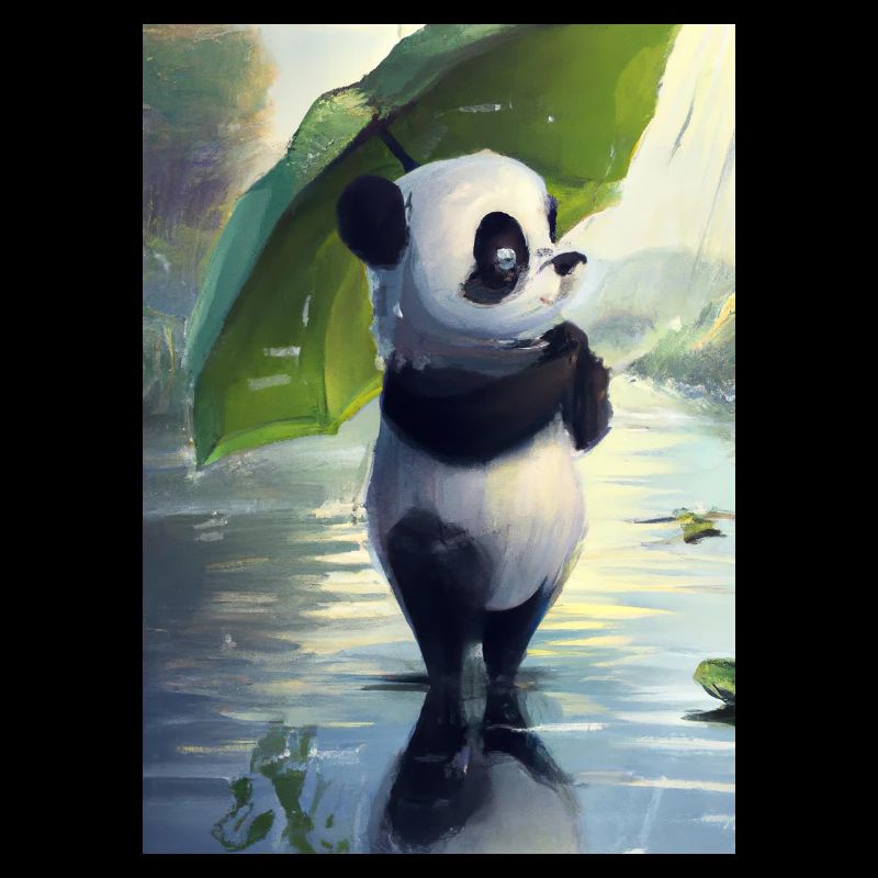 Panda mit Blattschirm