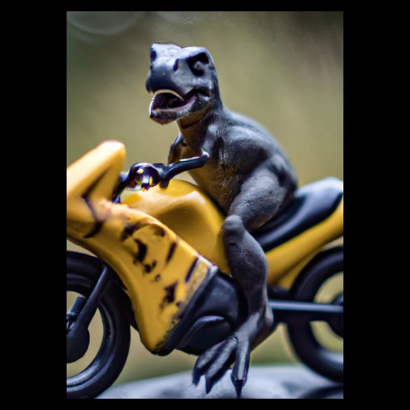 Dinosaurier auf Motorrad