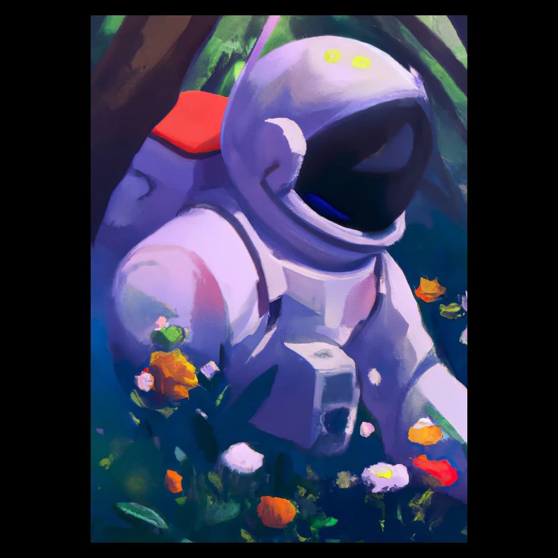 Astronaut in Blumen