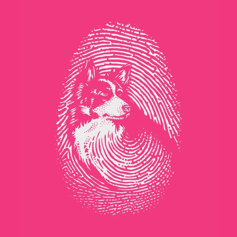 Border Collie empreinte digitale design bordure créative