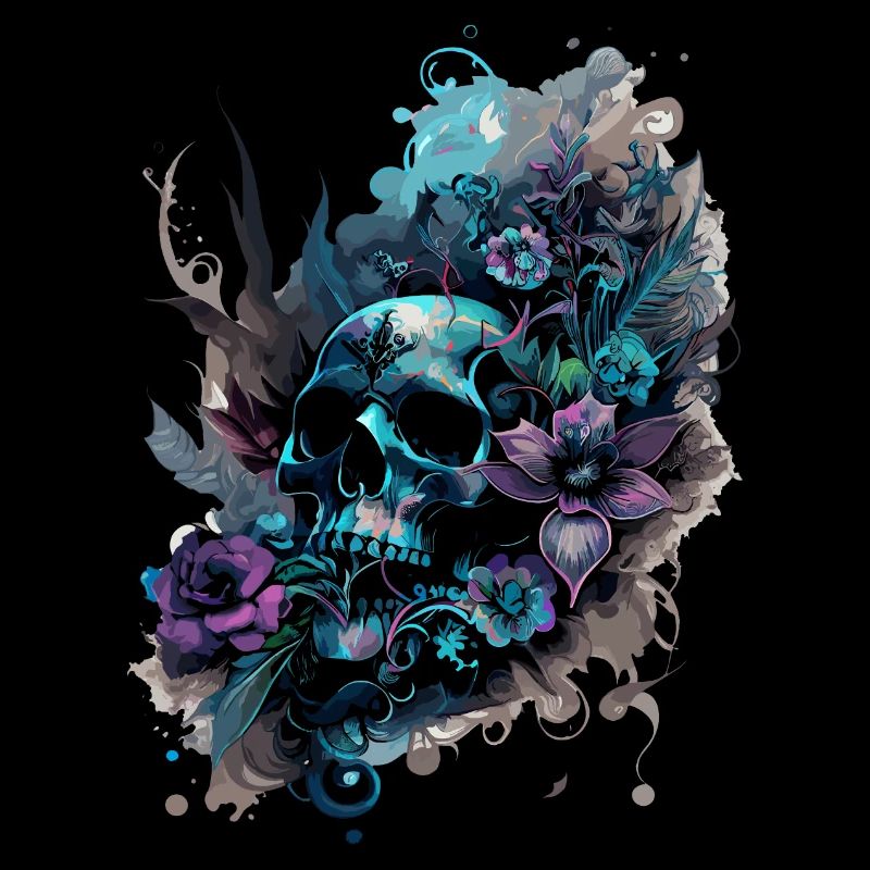 Human Skull & Flowers 39