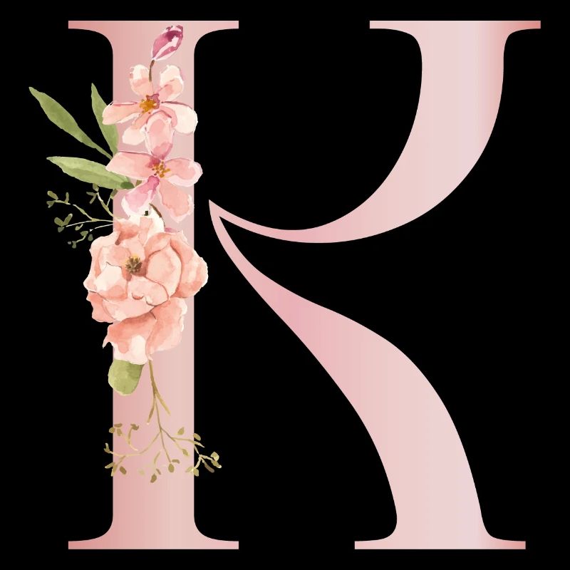 Pastel R floral monogram