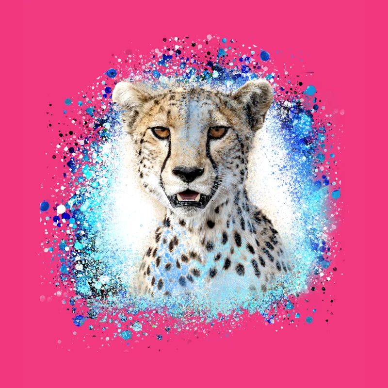 léopard, chat, chat sauvage, graffiti, peinture, bleu