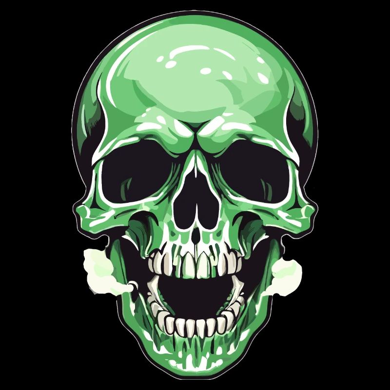 Crâne vert face frontale