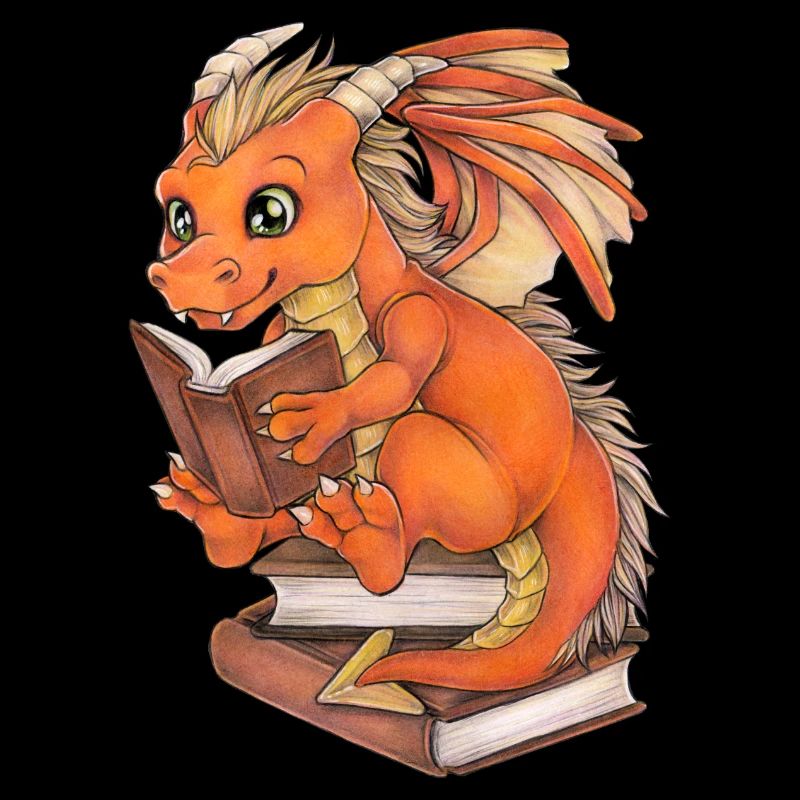 Niedlicher Lesender Drache Fantasy Geschenkidee