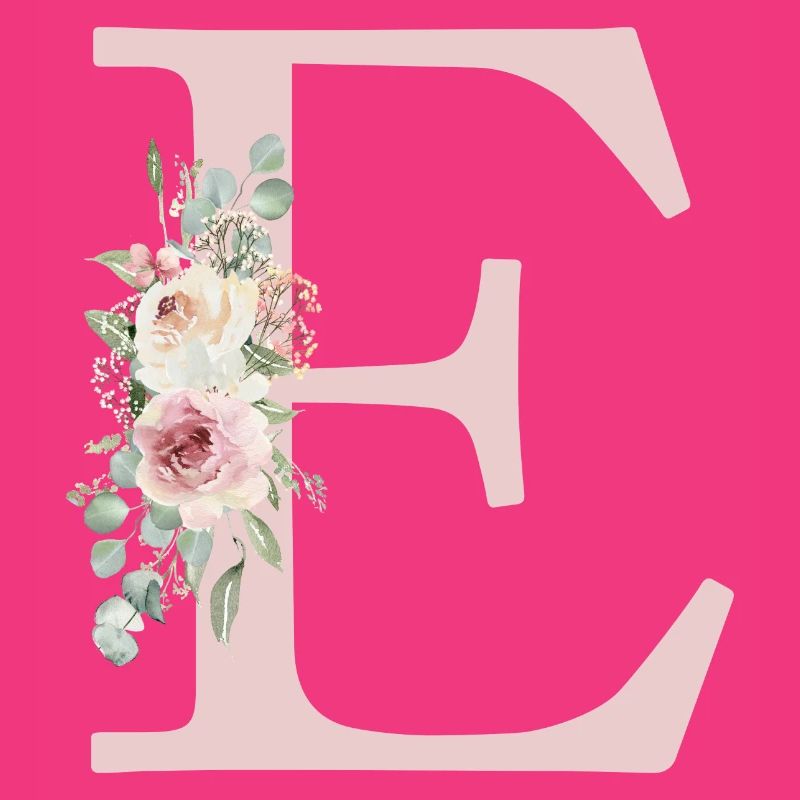 E| Monogramme | Eucalyptus Pastel Fleur Bleu