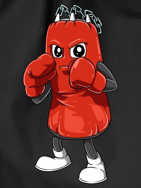 Lustiger Boxsack mit Boxhandschuhen