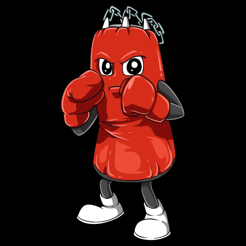 Lustiger Boxsack mit Boxhandschuhen