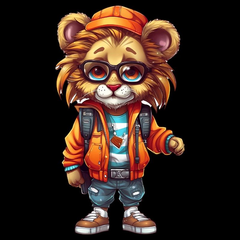 Dessin animé de lion mignon