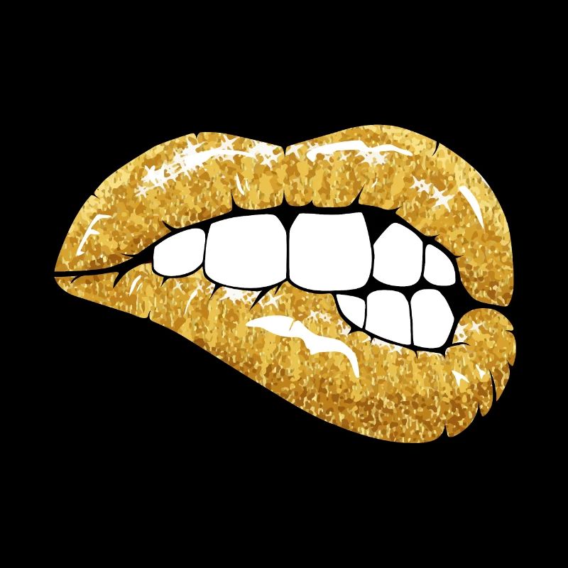 Golden glitter lips