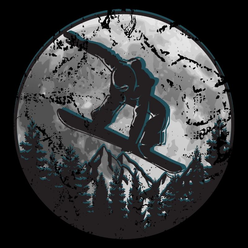 Snowboarder Moon Mountains