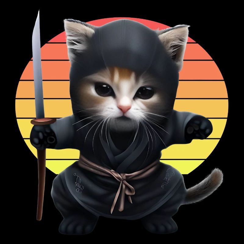 Coucher de soleil de chat ninja