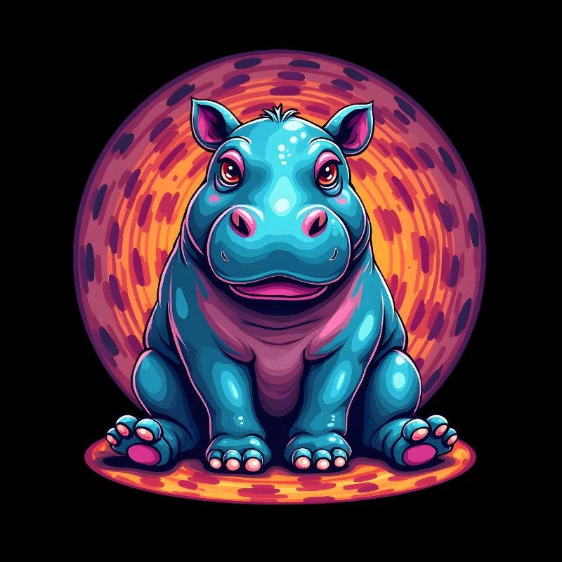 Mignon dessin animé hippopotame bébé - Mignon et coloré