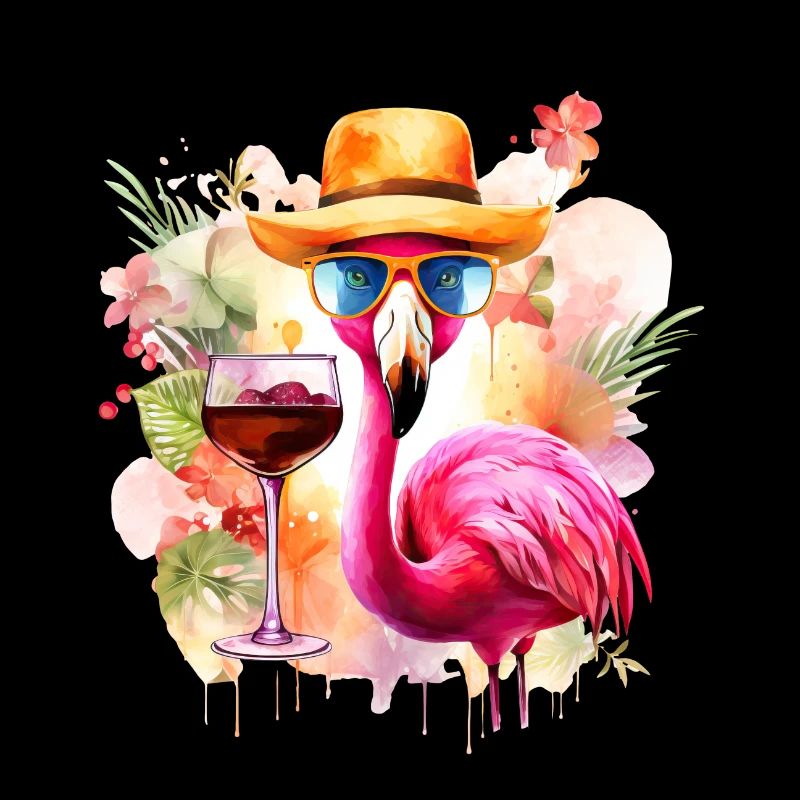 Cool Flamingo Sunglasses Hat Party Alcohol