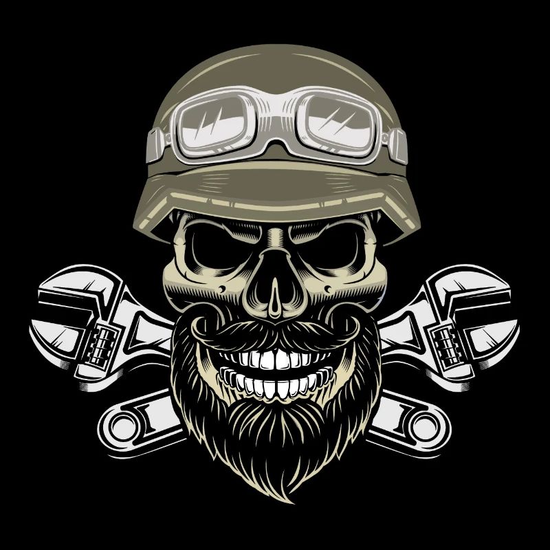 Motorcycle Beard Skull