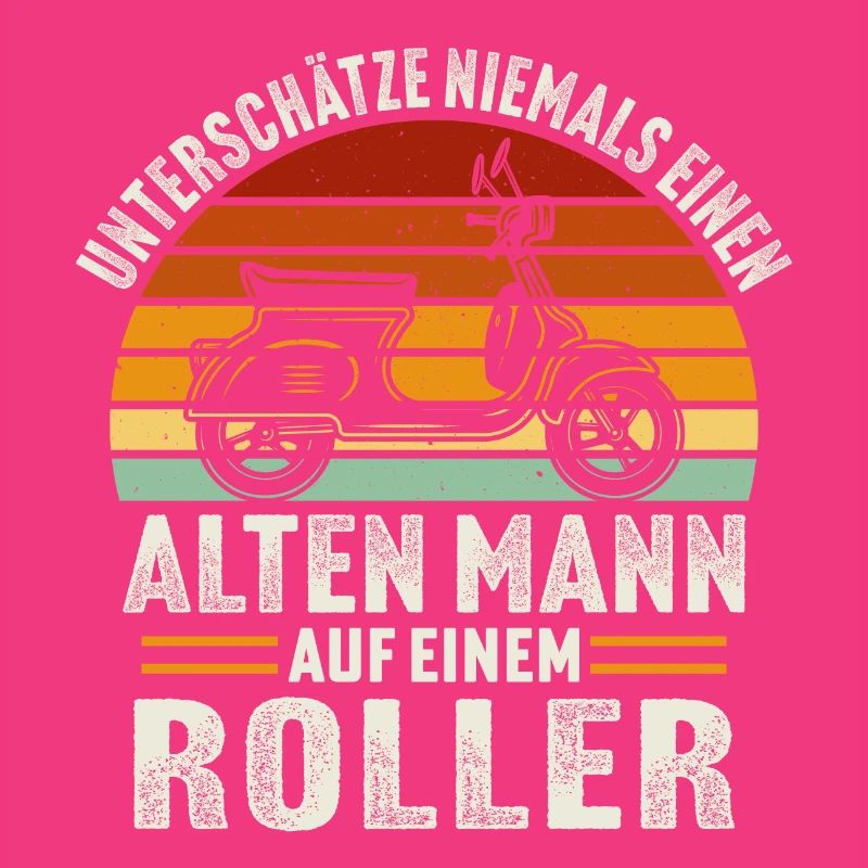 Alten mann aut einem motorroller rollerfahren